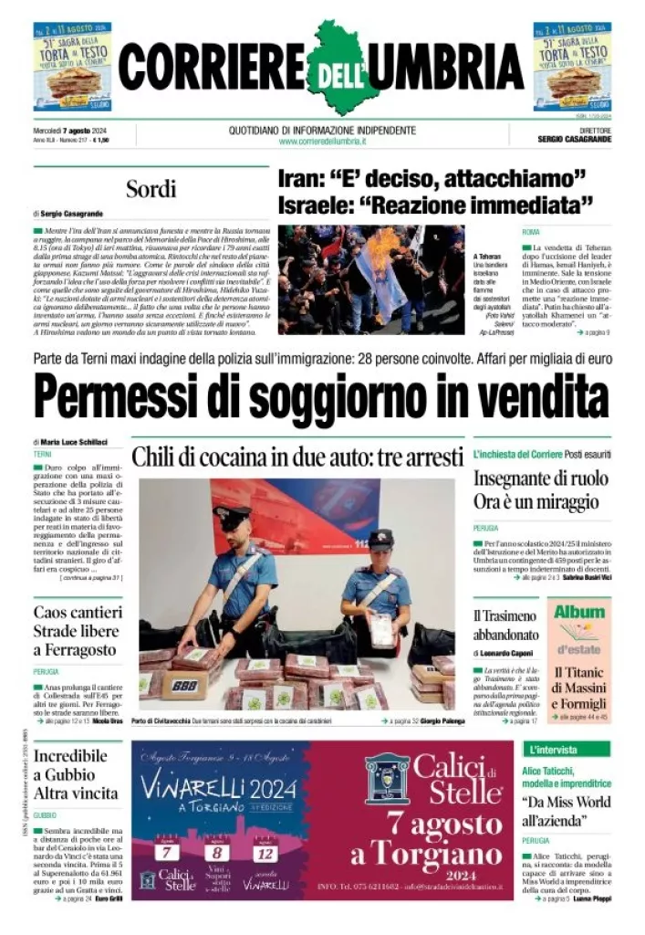 Prima-pagina-corriere umbria-del-2024-08-07